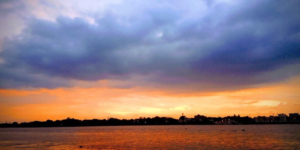 sky, sun, sun light, sun rey, river, nature